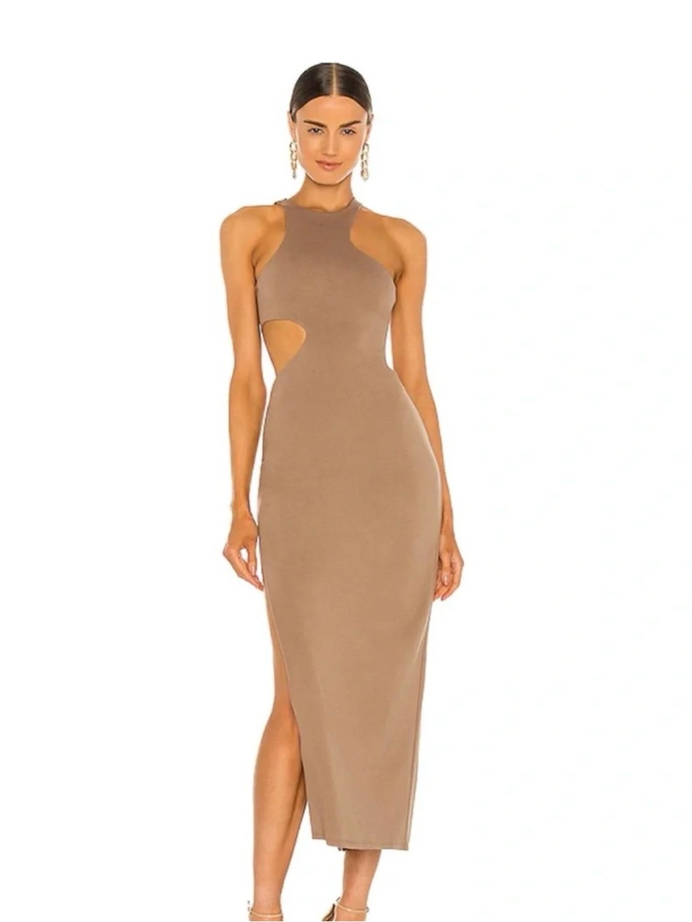 🩷hemmed🩷Michael Costello x REVOLVE Rylan Midi Dress in Taupe